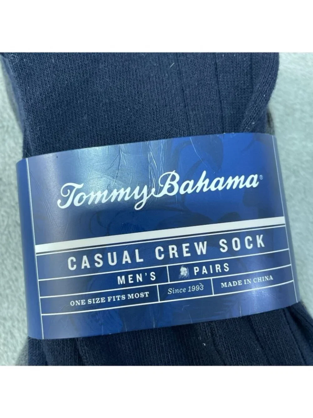 NWT Tommy Bahama Men's Casual Crew Socks Navy & Charcoal 3 Pairs One Size Fits